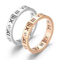 Titan Stahl Fingerring, Titanstahl, plattiert, Modeschmuck & unisex & verschiedene Größen vorhanden & mit Strass, keine, 4mm, verkauft von PC