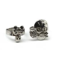 Zinc Alloy Finger Ring, Skull, for man, silver color 