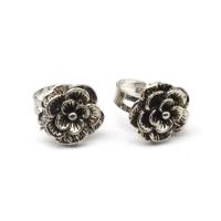 Zinc Alloy Finger Ring, Flower, for woman, silver color 