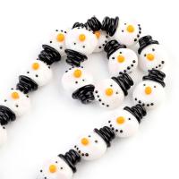 Raffinierte Glasperlen, Lampwork, Schneemann, Kunstdruck, DIY, weiß, 20x27mm, Bohrung:ca. 1.5mm, 10PCs/Tasche, verkauft von Tasche