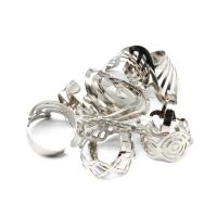 Zinc Alloy Finger Ring, Adjustable & Unisex, silver color 