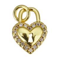 Cubic Zirconia Micro Pave Brass Pendant, Heart, gold color plated, micro pave cubic zirconia Approx 2.5mm 