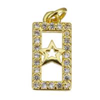 Cubic Zirconia Micro Pave Brass Pendant, Rectangle, gold color plated, micro pave cubic zirconia & hollow Approx 2.5mm 