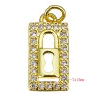 Cubic Zirconia Micro Pave Brass Pendant, Rectangle, gold color plated, micro pave cubic zirconia & hollow Approx 2.5mm 