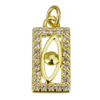 Cubic Zirconia Micro Pave Brass Pendant, Rectangle, gold color plated, micro pave cubic zirconia & hollow Approx 2.5mm 