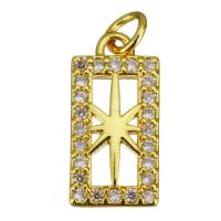 Cubic Zirconia Micro Pave Brass Pendant, Rectangle, gold color plated, micro pave cubic zirconia & hollow Approx 2.5mm 