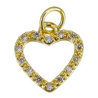 Cubic Zirconia Micro Pave Brass Pendant, Heart, gold color plated, micro pave cubic zirconia & hollow Approx 3.5mm 