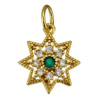 Cubic Zirconia Micro Pave Brass Pendant, Eight Point Star, gold color plated, micro pave cubic zirconia Approx 3.5mm 