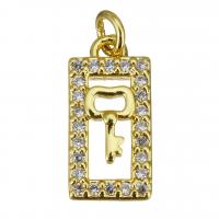 Cubic Zirconia Micro Pave Brass Pendant, Rectangle, gold color plated, micro pave cubic zirconia & hollow Approx 2.5mm 