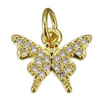 Cubic Zirconia Micro Pave Brass Pendant, Butterfly, gold color plated, micro pave cubic zirconia Approx 3.5mm 