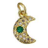 Cubic Zirconia Micro Pave Brass Pendant, Moon, gold color plated, micro pave cubic zirconia Approx 2.5mm 