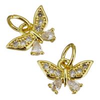 Cubic Zirconia Micro Pave Brass Pendant, Butterfly, gold color plated, micro pave cubic zirconia Approx 3.5mm 