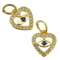 Cubic Zirconia Micro Pave Brass Pendant, Heart, gold color plated, micro pave cubic zirconia & hollow Approx 3.5mm 