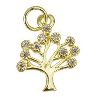 Cubic Zirconia Micro Pave Brass Pendant, Tree, gold color plated, micro pave cubic zirconia Approx 3.5mm 