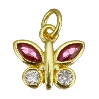 Cubic Zirconia Micro Pave Brass Pendant, Butterfly, gold color plated, micro pave cubic zirconia Approx 2.5mm 