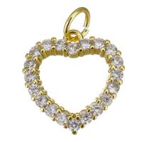 Cubic Zirconia Micro Pave Brass Pendant, Heart, gold color plated, micro pave cubic zirconia & hollow Approx 3.5mm 