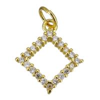 Cubic Zirconia Micro Pave Brass Pendant, Rhombus, gold color plated, micro pave cubic zirconia & hollow Approx 3.5mm 