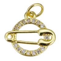 Cubic Zirconia Micro Pave Brass Pendant, gold color plated, micro pave cubic zirconia & hollow Approx 3.5mm 