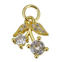 Cubic Zirconia Micro Pave Brass Pendant, Flower, gold color plated, micro pave cubic zirconia 