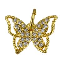 Cubic Zirconia Micro Pave Brass Pendant, Butterfly, gold color plated, micro pave cubic zirconia & hollow Approx 3.5mm 