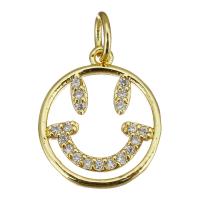 Cubic Zirconia Micro Pave Brass Pendant, Smiling Face, gold color plated, micro pave cubic zirconia & hollow Approx 3.5mm 