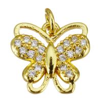 Cubic Zirconia Micro Pave Brass Pendant, Butterfly, gold color plated, micro pave cubic zirconia & hollow Approx 2.5mm 