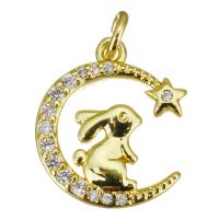 Cubic Zirconia Micro Pave Brass Pendant, gold color plated, micro pave cubic zirconia Approx 2.5mm 