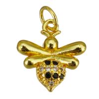 Cubic Zirconia Micro Pave Brass Pendant, Bee, gold color plated, micro pave cubic zirconia Approx 3.5mm 