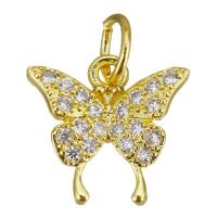 Cubic Zirconia Micro Pave Brass Pendant, Butterfly, gold color plated, micro pave cubic zirconia Approx 3.5mm 