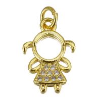 Cubic Zirconia Micro Pave Brass Pendant, Girl, gold color plated, micro pave cubic zirconia & hollow Approx 2.5mm 