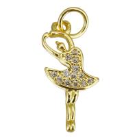 Cubic Zirconia Micro Pave Brass Pendant, Dancing Girl, gold color plated, micro pave cubic zirconia Approx 2.5mm 