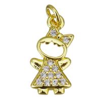 Cubic Zirconia Micro Pave Brass Pendant, Girl, gold color plated, micro pave cubic zirconia & hollow Approx 2.5mm 