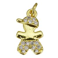 Cubic Zirconia Micro Pave Brass Pendant, Boy, gold color plated, micro pave cubic zirconia Approx 2.5mm 