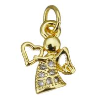 Cubic Zirconia Micro Pave Brass Pendant, Angel, gold color plated, micro pave cubic zirconia & hollow Approx 2.5mm 