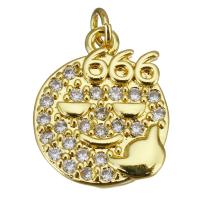 Cubic Zirconia Micro Pave Brass Pendant, gold color plated, micro pave cubic zirconia Approx 2.5mm 