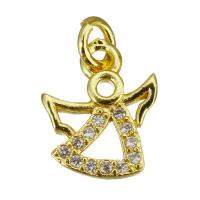 Cubic Zirconia Micro Pave Brass Pendant, Angel, gold color plated, micro pave cubic zirconia & hollow Approx 2.5mm 