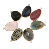 Gemstone Zinc Alloy Pendants, with Gemstone, Teardrop, faceted 