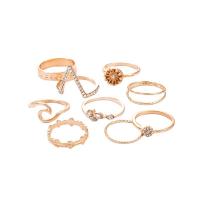 Zink-Legierung Ring Set, Zinklegierung, Fingerring, plattiert, unisex & mit Strass, goldfarben, verkauft von setzen