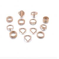 Zink-Legierung Ring Set, Zinklegierung, Fingerring, 13 Stück & für Frau & mit Strass, goldfarben, verkauft von Tasche