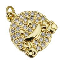 Cubic Zirconia Micro Pave Brass Pendant, Flat Round, gold color plated, micro pave cubic zirconia Approx 2.5mm 