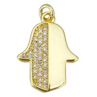 Cubic Zirconia Micro Pave Brass Pendant, Hand, gold color plated, micro pave cubic zirconia Approx 2.5mm 