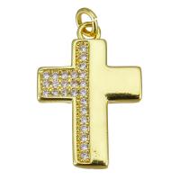 Cubic Zirconia Micro Pave Brass Pendant, Cross, gold color plated, micro pave cubic zirconia Approx 2.5mm 