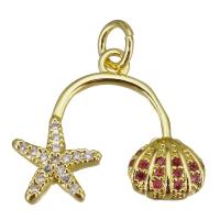 Cubic Zirconia Micro Pave Brass Pendant, gold color plated, micro pave cubic zirconia Approx 3.5mm 