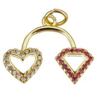 Cubic Zirconia Micro Pave Brass Pendant, gold color plated, micro pave cubic zirconia & hollow Approx 3.5mm 