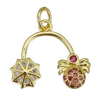 Cubic Zirconia Micro Pave Brass Pendant, gold color plated, micro pave cubic zirconia Approx 3.5mm 