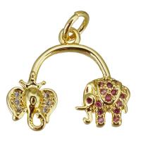 Cubic Zirconia Micro Pave Brass Pendant, Elephant, gold color plated, micro pave cubic zirconia Approx 3.5mm 