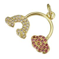 Cubic Zirconia Micro Pave Brass Pendant, gold color plated, micro pave cubic zirconia Approx 3.5mm 