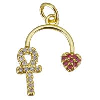 Cubic Zirconia Micro Pave Brass Pendant, gold color plated, micro pave cubic zirconia Approx 3.5mm 