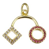 Cubic Zirconia Micro Pave Brass Pendant, gold color plated, micro pave cubic zirconia & hollow Approx 3.5mm 