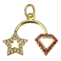 Cubic Zirconia Micro Pave Brass Pendant, gold color plated, micro pave cubic zirconia & hollow Approx 3.5mm 